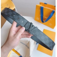 Famous Brand Louis Vuitton Men's Damier Canvas Belt 4cm with LV Buckle LV011003 All Black 2025