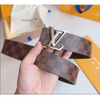 Inexpensive Louis Vuitton Men's Damier Ebene Canvas Belt 4cm with Silver LV Buckle LV011003 2025
