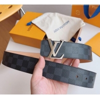 Super Quality Louis Vuitton Men's Damier Canvas Belt 4cm with LV Buckle LV011003 Black/Pink 2025