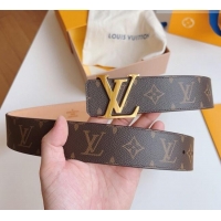 Grade Quality Louis Vuitton Men's Belt 4cm with LV Buckle Monogram Canvas/Pink LV011003 2025