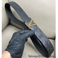 Promotional Louis Vuitton Men's Maxi Monogram Leather Belt 4cm with Silver LV Buckle LV011004 Black 2025