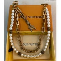 Super Quality Louis Vuitton Pearls Chain Belt and Bag Charm M02606 Aged Gold/White 2025