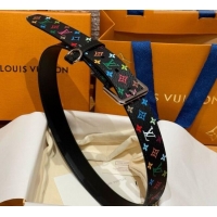Luxury Cheap Louis Vuitton LV x TM Monogram Multicolored Belt 3cm 0617 Black 2025