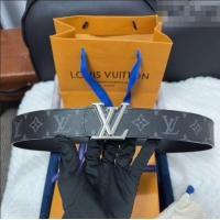Best Quality Louis Vuitton Monogram Canvas Belt 4cm with LV Buckle M8846 Black/Silver 2025