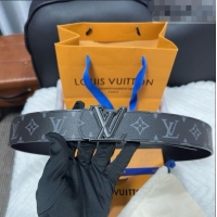 Low Cost Louis Vuitton Monogram Canvas Belt 4cm with LV Buckle M8846 Black 2025