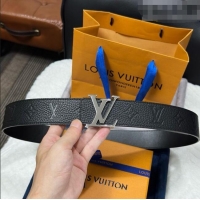 Best Product Louis Vuitton Reversible Togo Monogram Leather Belt 4cm with LV Buckle LV091202 Black/Silver 2025