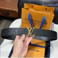 Original Cheap Louis Vuitton Reversible Togo Monogram Leather Belt 4cm with LV Buckle LV091202 Black/Gold 2025