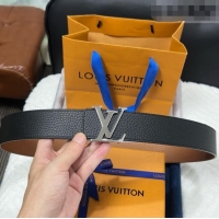 Well Crafted Louis Vuitton Reversible Togo Grained Leather Belt 4cm with LV Buckle LV091202 Black/Silver 2025