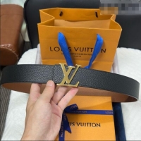 Grade Quality Louis Vuitton Reversible Togo Grained Leather Belt 4cm with LV Buckle LV091202 Black/Gold 2025