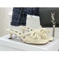 Buy Discount Loewe Flamenco Knot Heel Slides Sandal 3.5cm in Lambskin Leather Butter White 2026 60226002