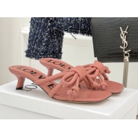 Top Grade Loewe Flamenco Knot Heel Slides Sandal 3.5cm in Lambskin Leather Blush Pink 2026 0226004