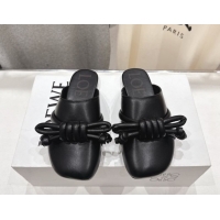 Unique Style Loewe Flamenco Knot Flat Mules in Lambskin Leather Black 2026 60226007