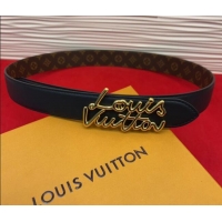 Well Crafted Louis Vuitton LV Script Belt 3cm in Monogram Canvas and Leather M4515 Black/Gold 2025
