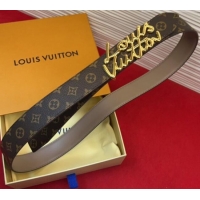 Reasonable Price Louis Vuitton LV Script Belt 3cm in Monogram Canvas and Leather M4515 Grey 2025