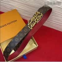 Well Crafted Louis Vuitton LV Script Belt 3cm in Monogram Canvas and Leather M4515 Red 2025