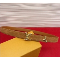 New Fashion Louis Vuitton Pretty LV Belt 2cm in Suede and Leather M8232 Beige/Gold 2026