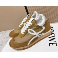 Top Design Loewe Flow Runner Sneakers in Nylon and Suede Beige/Brown 0226014