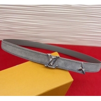 Luxury Cheap Louis Vuitton Pretty LV Belt 2cm in Suede and Leather M8232 Grey/Silver 2026