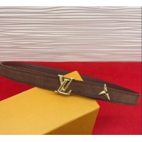 Luxury Cheap Louis Vuitton Pretty LV Belt 2cm in Suede and Leather M8232 Brown/Gold 2026
