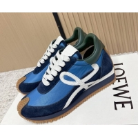 Low Cost Loewe Flow Runner Sneakers in Nylon and Suede Blue 60226021
