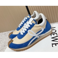 Best Price Loewe Flow Runner Sneakers in Nylon and Suede Beige/Blue 0226015
