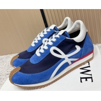 Purchase Loewe Flow Runner Sneakers in Nylon and Suede Blue 09 0226019