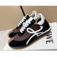 Low Price Loewe Flow Runner Sneakers in Nylon and Suede Brown 0226022