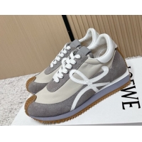 Top Grade Loewe Flow Runner Sneakers in Nylon and Suede Grey 0226024