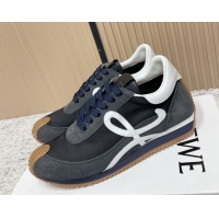 Luxurious Loewe Flow Runner Sneakers in Nylon and Suede Grey 0226026