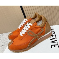 Good Quality Loewe Flow Runner Sneakers in Nylon and Suede Orange/Brown 0226033