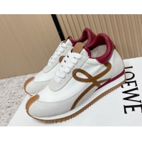 Shop Duplicate Loewe Flow Runner Sneakers in Nylon and Suede White 0226035