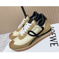 Grade Loewe Flow Runner Sneakers in Nylon and Suede Apricot 2026 0226038