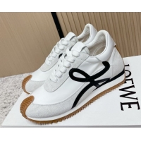 Sumptuous Loewe Flow Runner Sneakers in Nylon and Suede White 0226042