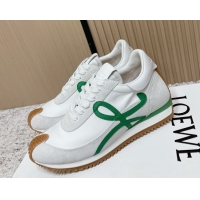 Grade Quality Loewe Flow Runner Sneakers in Nylon and Suede White/Green 0226048