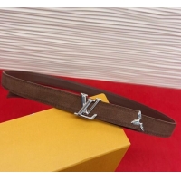 Grade Quality Louis Vuitton Pretty LV Belt 2cm in Suede and Leather M8232 Brown/Silver 2026