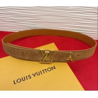 Market Sells Louis Vuitton Pretty LV Belt 3cm in Suede and Leather M8232 Beige/Gold 2026