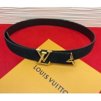 Good Quality Louis Vuitton Pretty LV Belt 3cm in Suede and Leather M8232 Black/Gold 2026