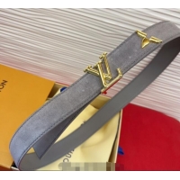 New Fashion Louis Vuitton Pretty LV Belt 3cm in Suede and Leather M8232 Grey/Gold 2026