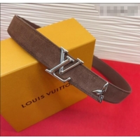 Inexpensive Louis Vuitton Pretty LV Belt 3cm in Suede and Leather M8232 Brown/Silver 2026