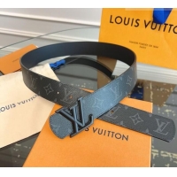 Top Quality Louis Vuitton Monogram Canvas and Leather Belt 4cm with LV Buckle LV031601 All Black 2026