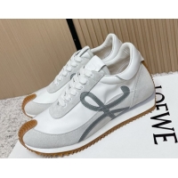 Good Quality Loewe Flow Runner Sneakers in Nylon and Suede White/Grey 0226050