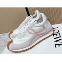 Good Looking Loewe Flow Runner Sneakers in Nylon and Suede White/Pink 0226051