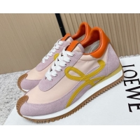 Best Product Loewe Flow Runner Sneakers in Nylon and Suede Pink/Purple 0226057