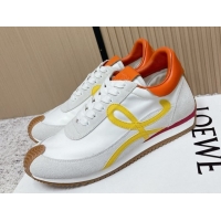 Most Popular Loewe Flow Runner Sneakers in Nylon and Suede White/Orange 0226058