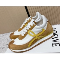 Pretty Style Loewe Flow Runner Sneakers in Nylon and Suede White/Brown 0226059