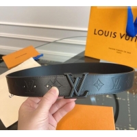 Inexpensive Louis Vuitton Maxi Monogram Leather Belt 4cm with LV Buckle LV031601 All Black 2026