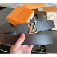 Buy Discount Louis Vuitton LV Embossed Leather Belt 4cm with LV Buckle LV031602 Dark Brown/Shiny Gold 2026
