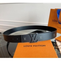 Reasonable Price Louis Vuitton LV Embossed Leather Belt 4cm with LV Buckle LV031602 All Black 2026