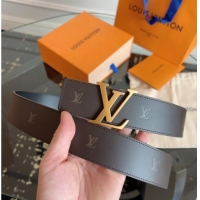 Inexpensive Louis Vuitton LV Embossed Leather Belt 4cm with LV Buckle LV031602 Brown/Aged Gold 2026