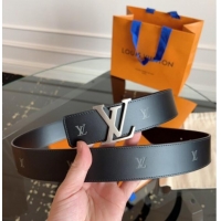 Good Taste Louis Vuitton LV Embossed Leather Belt 4cm with LV Buckle LV031602 Black/Aged Silver 2026